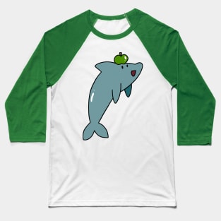 Dolphin with a Green Apple Baseball T-Shirt